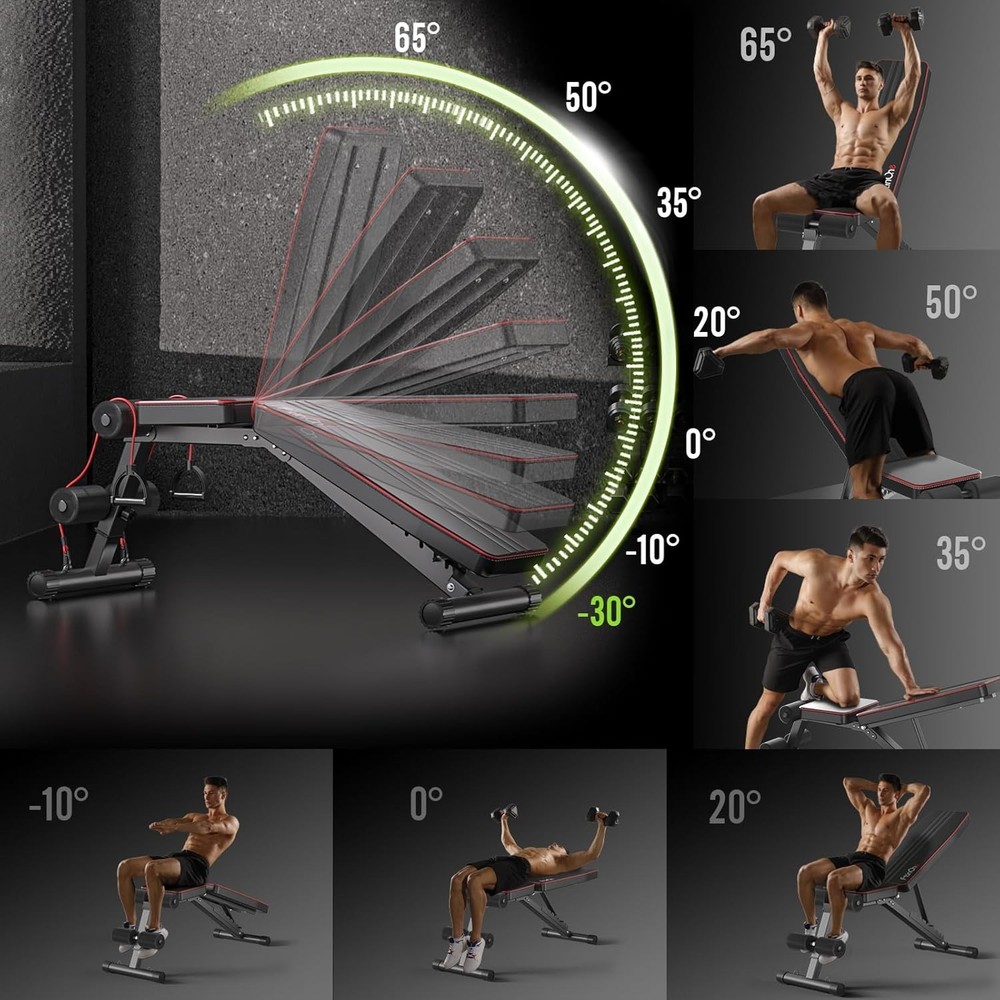 Adjustable Folding Weight Bench for Home Gym, 660 lbs Capacity Multi-Function...
