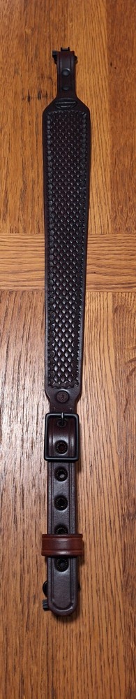 Hand Tooled Brown Leather Rifle Sling