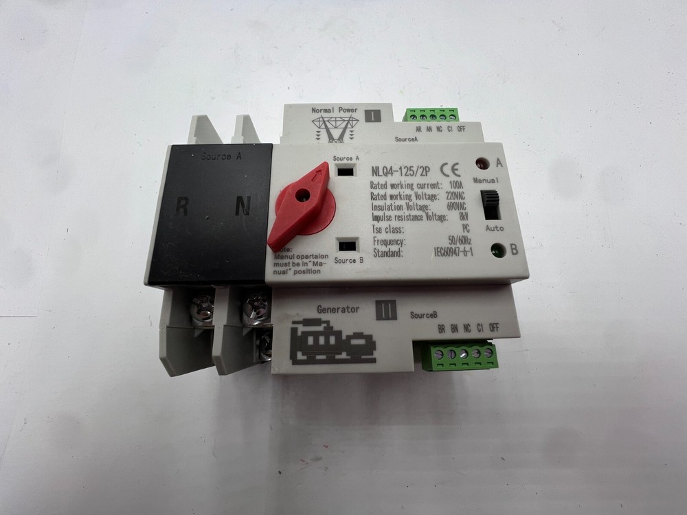 NLQ4-125/2P Transfer Switch 2P Dual Power Automatic Transfer AC 230V 2P 100A