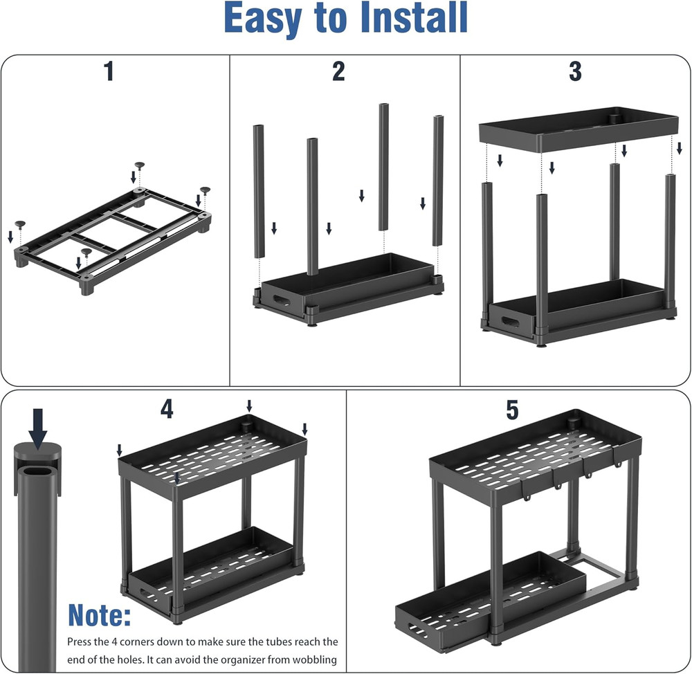 2 Pack Pull-Out Storage Organizers, under Sink Organizer and Storage for Bathroo