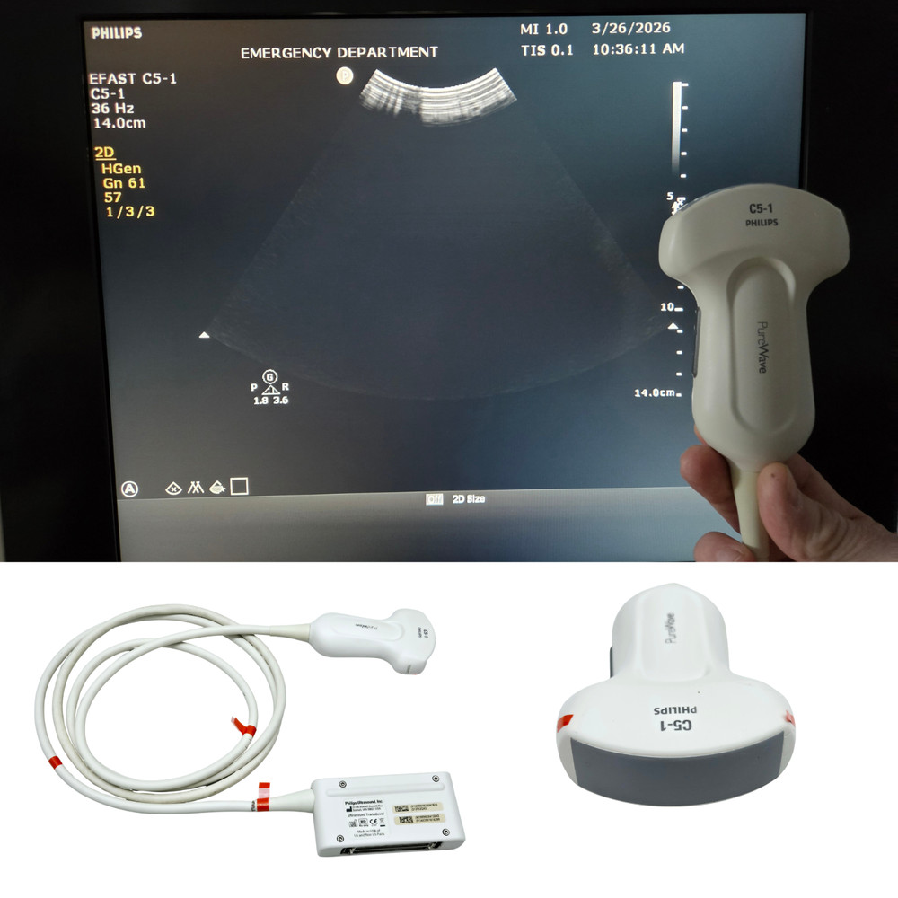 Philips C5-1 Curved Array Transducer - Working - Cord Damage