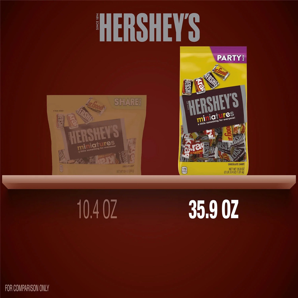 Hershey's Miniatures Assorted Chocolate Candy, Party Pack 35.9 oz