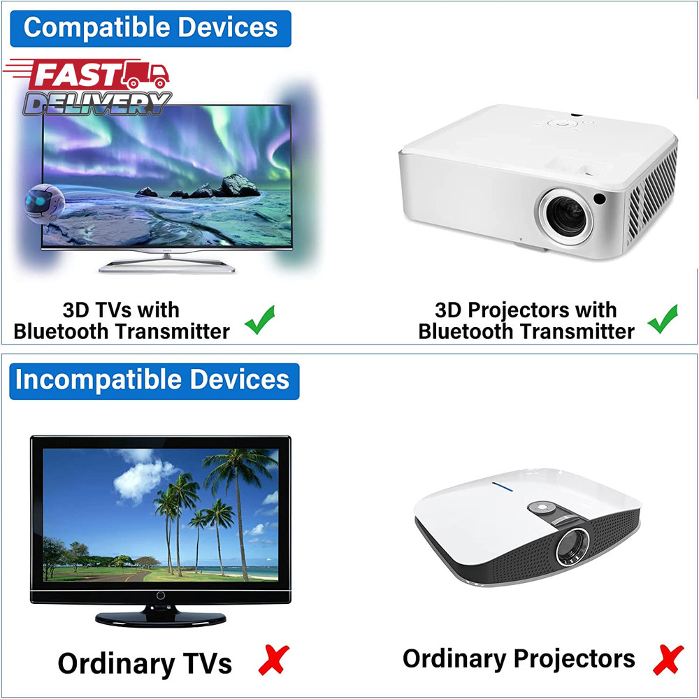 RF 3D Glasses, Active Shutter RF 3D Glasses Rechargeable Suitable for RF 3D TV P