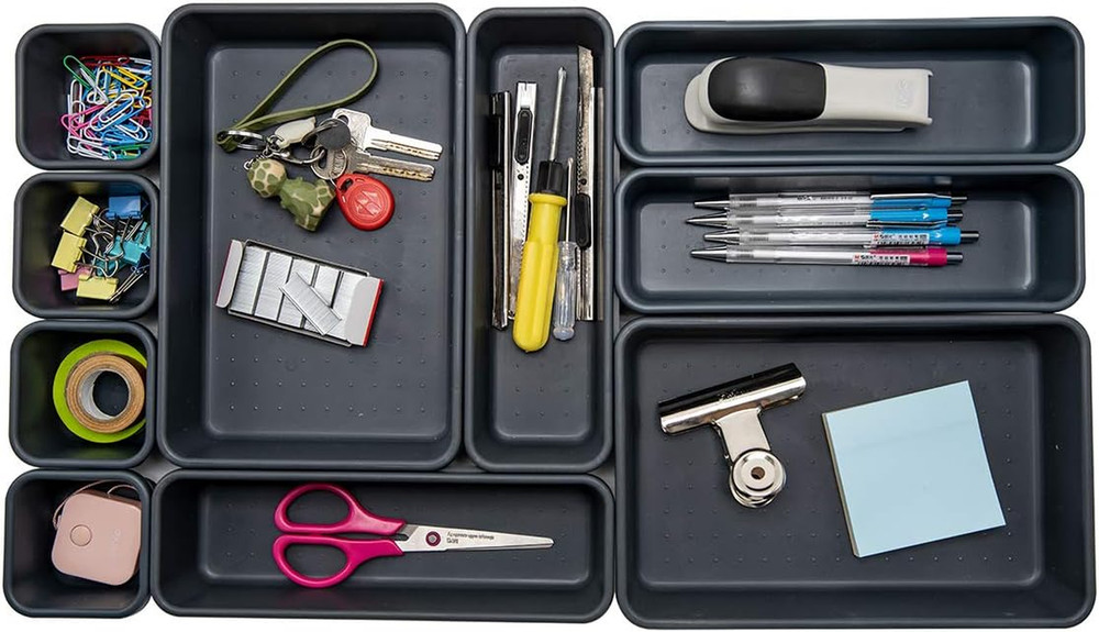 Interlocking Desk Drawer Organizer Separators for Kitchen, Bathroom, Makeup, Off