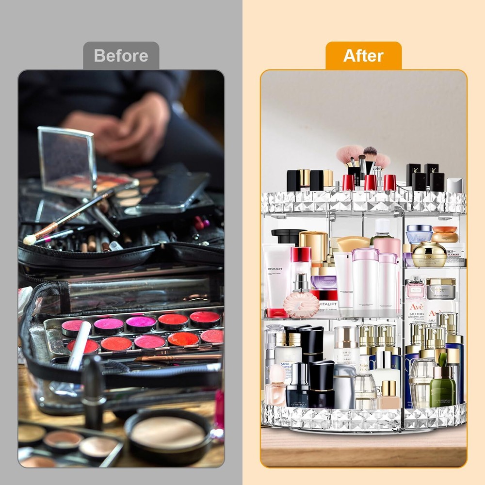 Makeup Organizer 360 Degree Rotating 7 Adjustable Layers Large Capacity