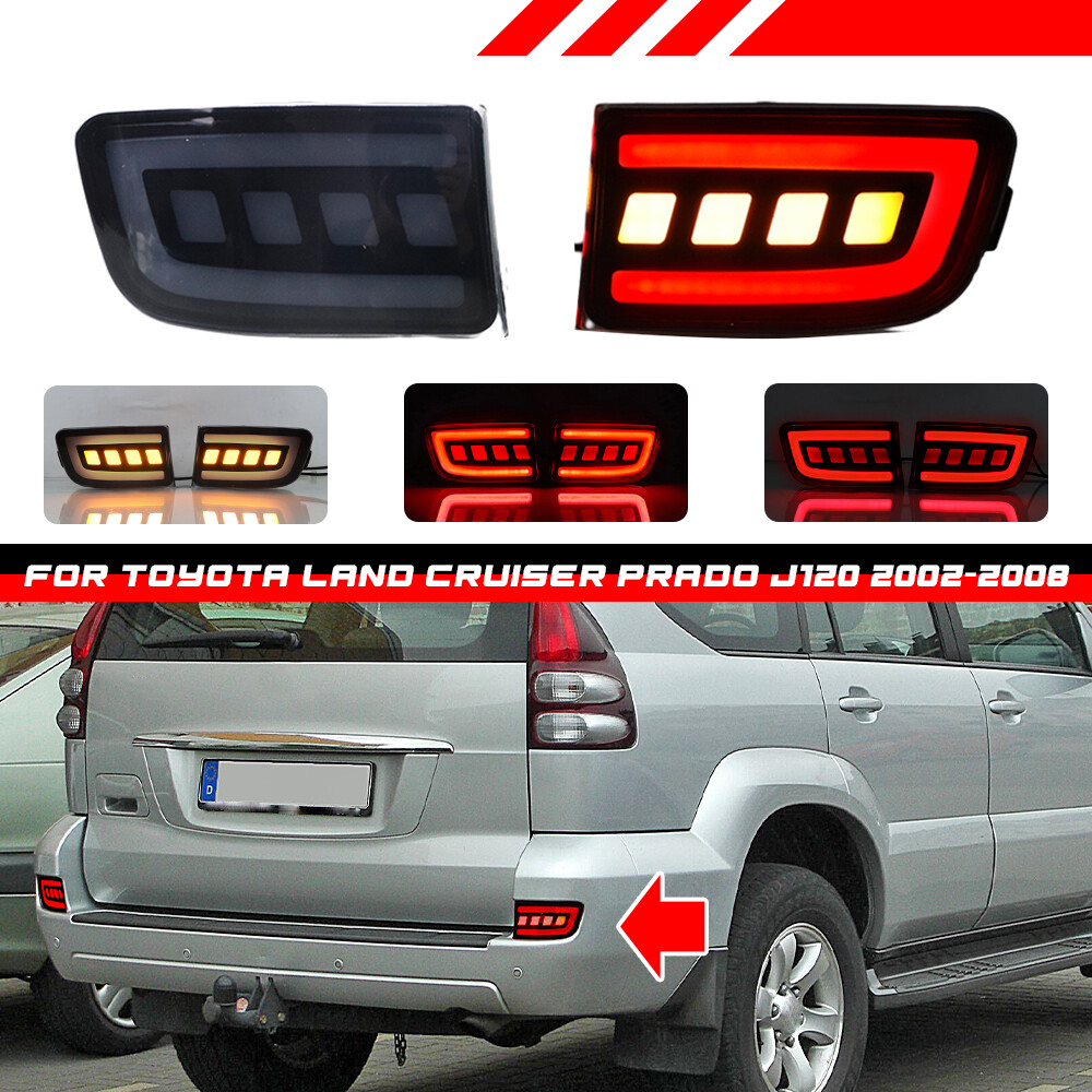 4in1 Rear Bumper Light Brake Lamp Smoked For Toyota Land Cruiser Prado 2002-2009