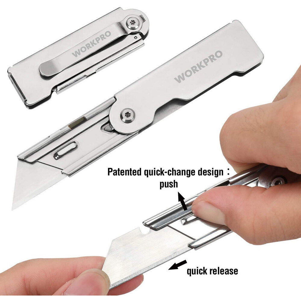 WORKPRO 6PC Compact Folding Utility Knife Lock Back Pocket QUICK CHANGE BLADE US