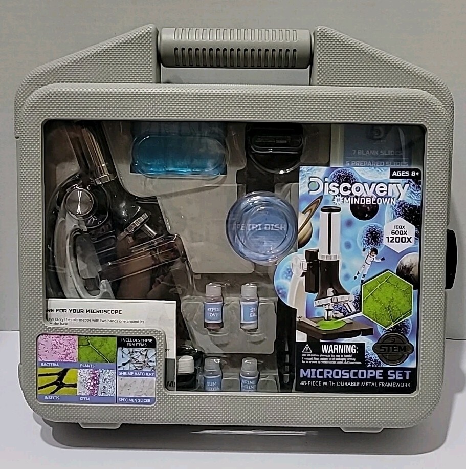 Educational Kids Discovery Mindblown Microscope Set/Case 48pc Stem 1200X Science