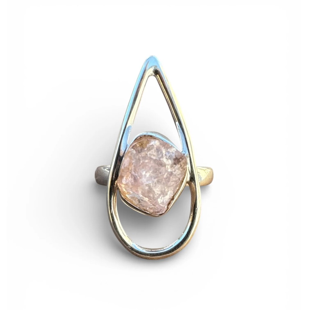 Rough Morganite Solid 925 Sterling Silver Ring 7