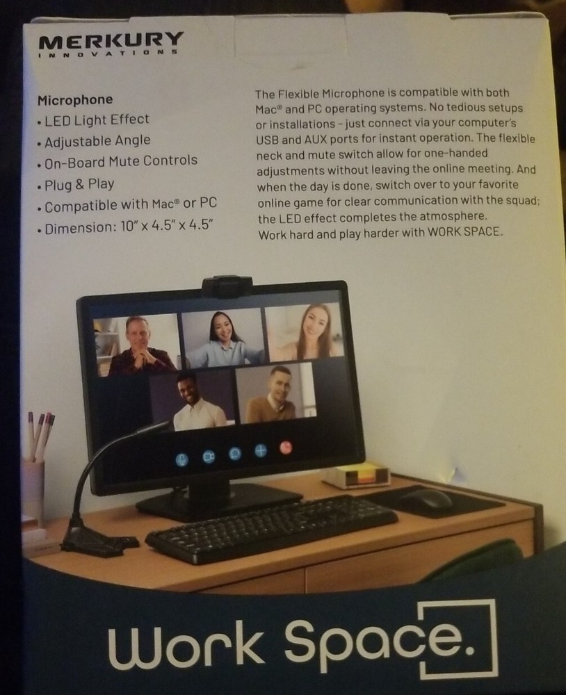 Merkury Work Space Flexible Usb Boom Microphone