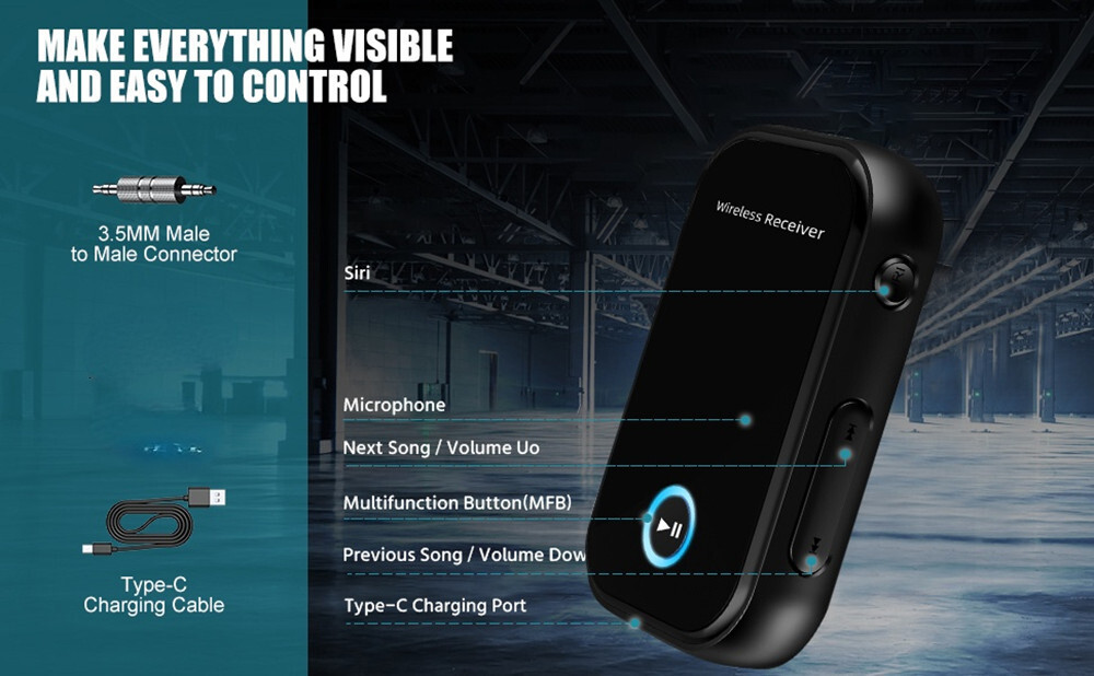 Bluetooth Transmitter Receiver Wireless Adapter 3.5mm Aux For Car Stereo Speaker