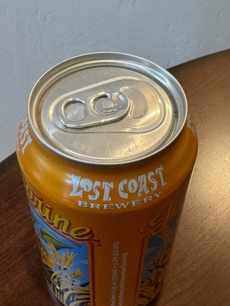 Lost Coast Tangerine Wheat - Empty Beer Can Bottom Opened