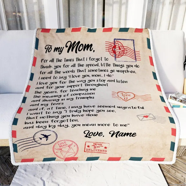Personalized Letter to Mom Blanket Custom Message Gift