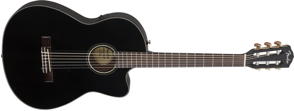 Fender CN-140SCE Nylon Thinline Classical Guitar Black with Case