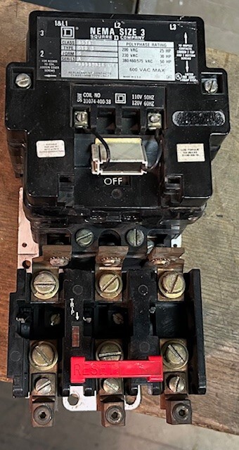 Square D 8536-SEO-1- Size 3 Motor Starter *Very Good Tips*