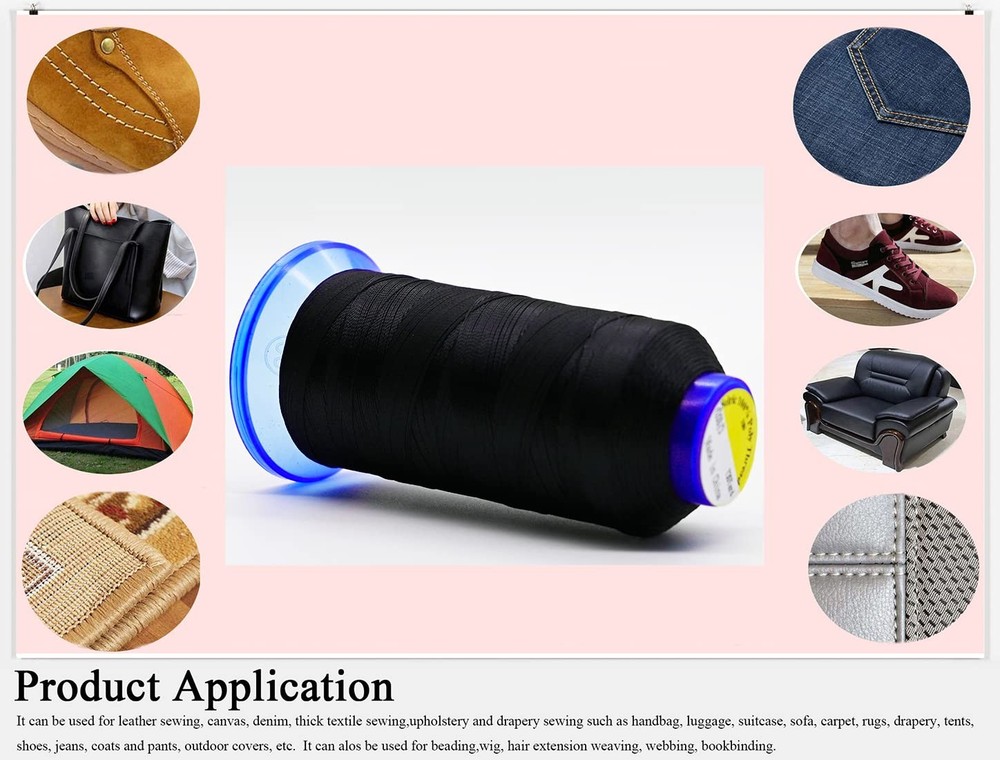 High Strength Polyester Upholstery Thread 730 Yards UV Resistant Black