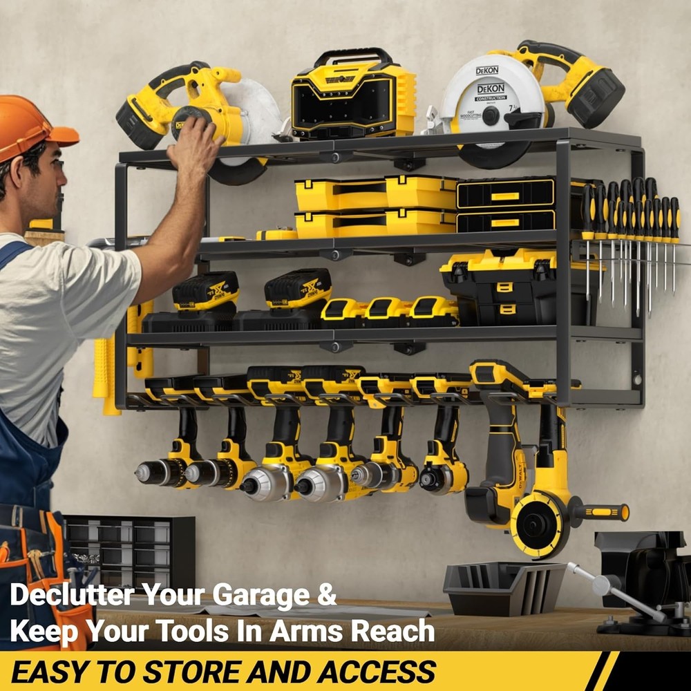 Professional 4 Layer Tool Organizer for Garage - Wall Mounted & Easy Install