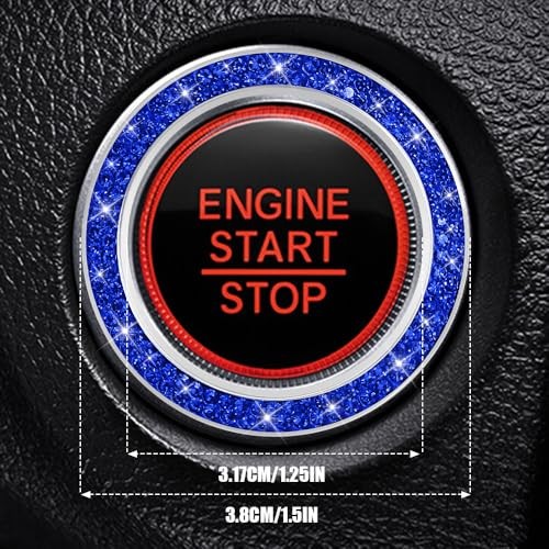 Car Engine Start Stop Decoration Ring, Car Engine Start Button 1PCS Bright Blue