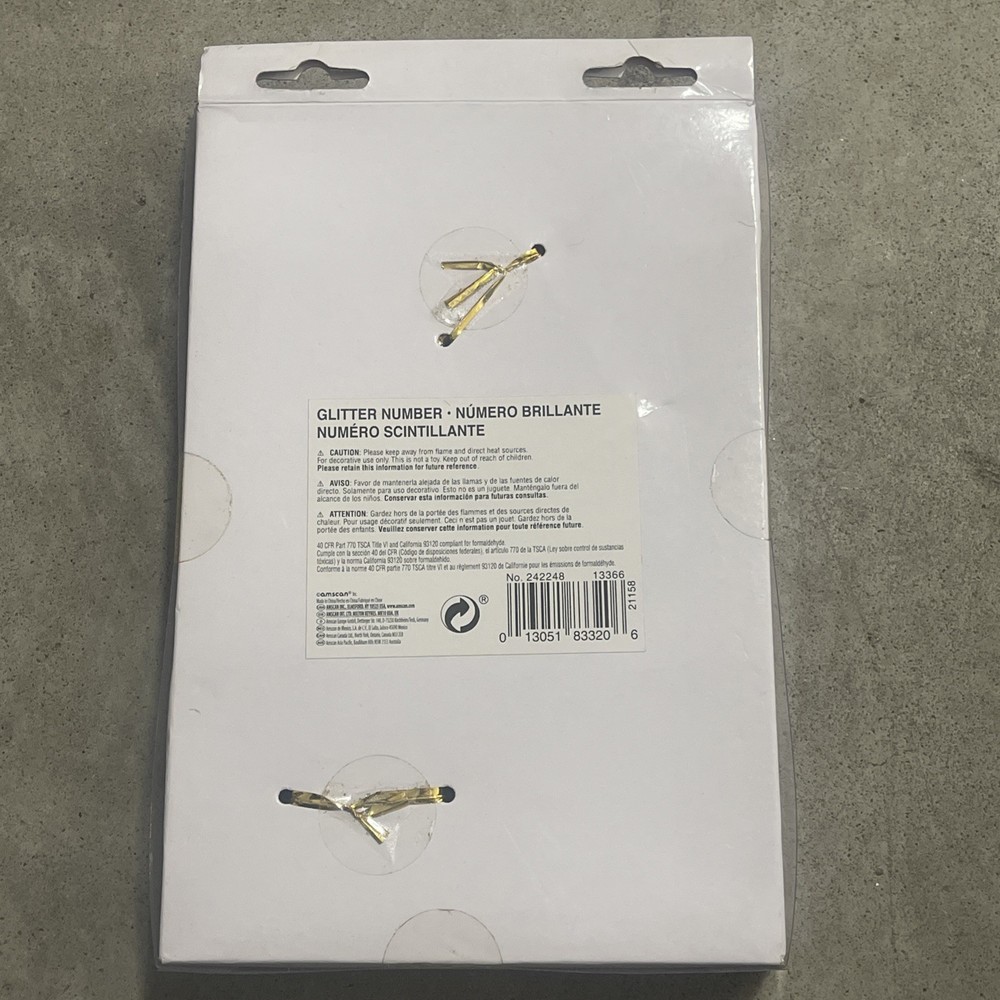 Gold Glitter Number 4 Sealed 9” Tall