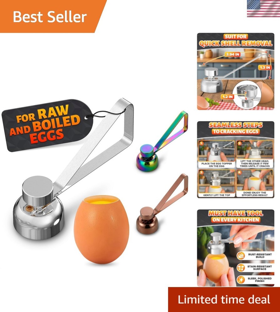 Compact Egg Cracker Tool for Clean Breakfast and Baking Prep - Silver Finish