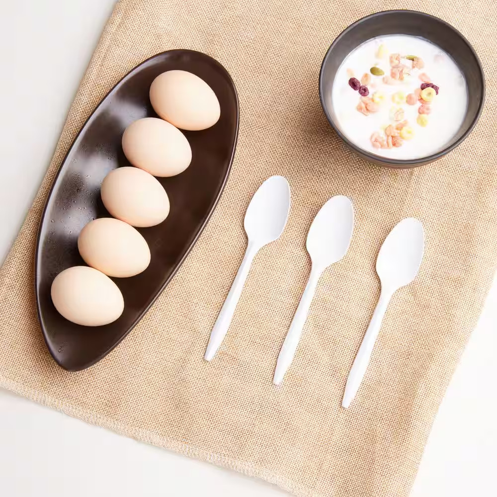 White Polypropylene Medium-Weight Spoons