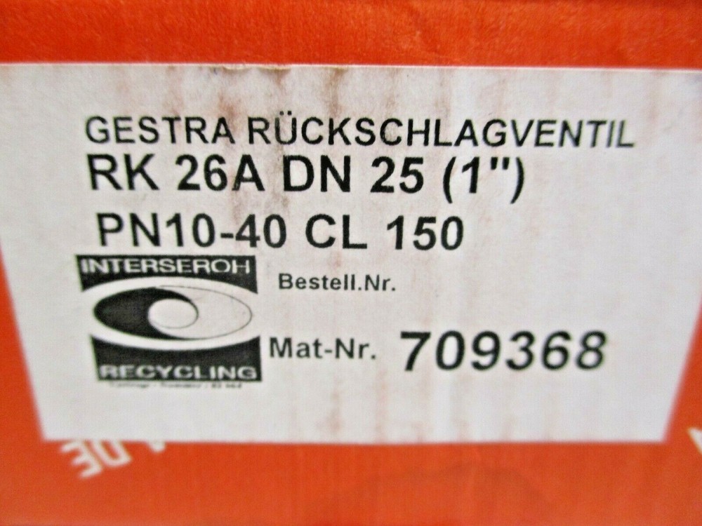 FLOWSERVE, GESTRA, PN10-40, CL 150, 1" CHECK VALVE