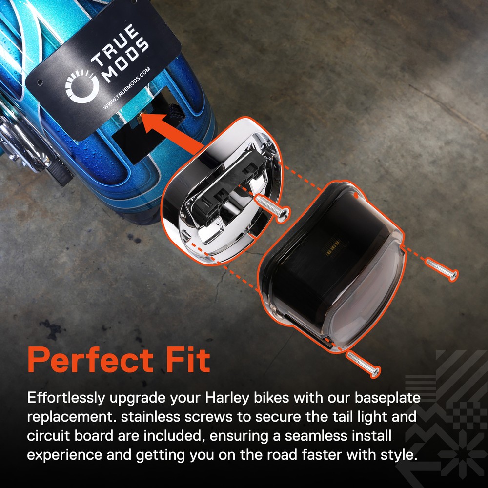 Chrome Taillight Base Plate Replacement for 2000+ Harley Davidson 68296-99A