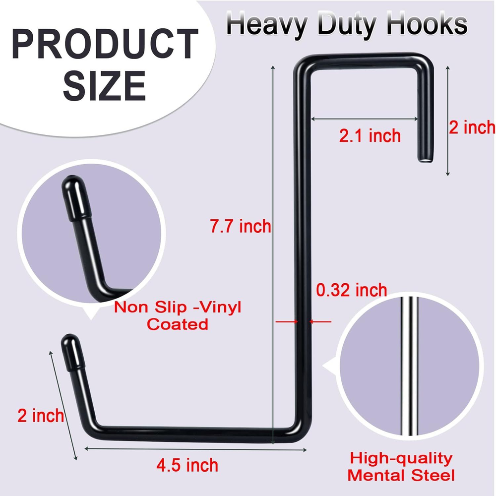 DINGEE Vinyl Coated Heavy Duty Large Hooks for Large/4 Pack, Black