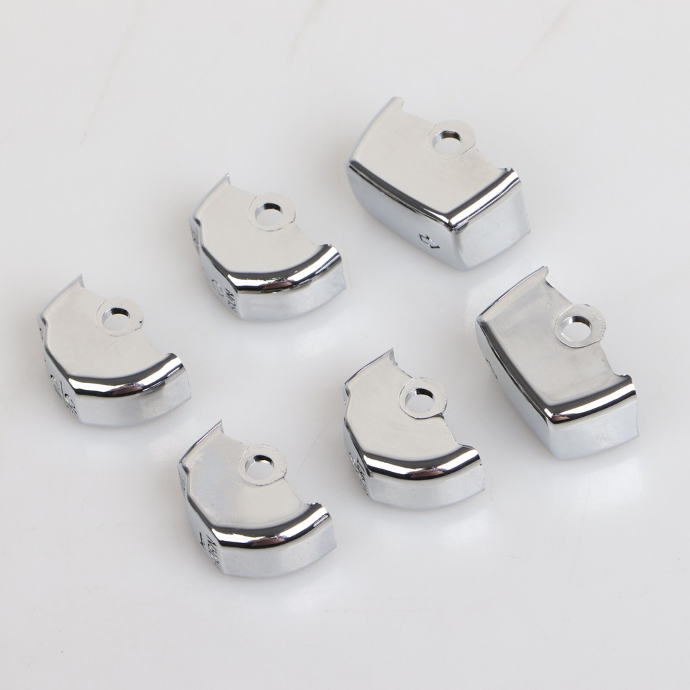 6Pcs Chrome Hand Control Switch Button Caps For Harley Dyna Softail Deluxe FLSTN