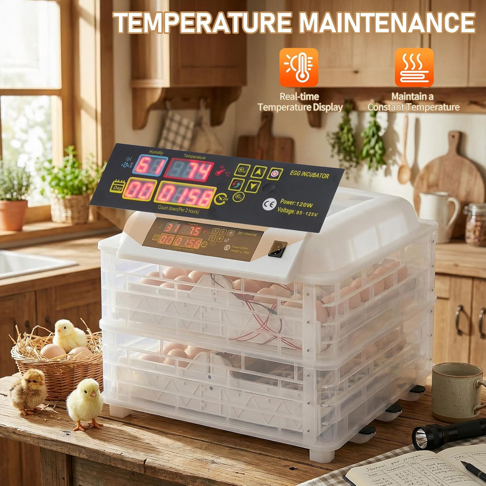 Incubators for Hatching Eggs, 96 Chicken Egg Incubator with Automatic Egg Turnin