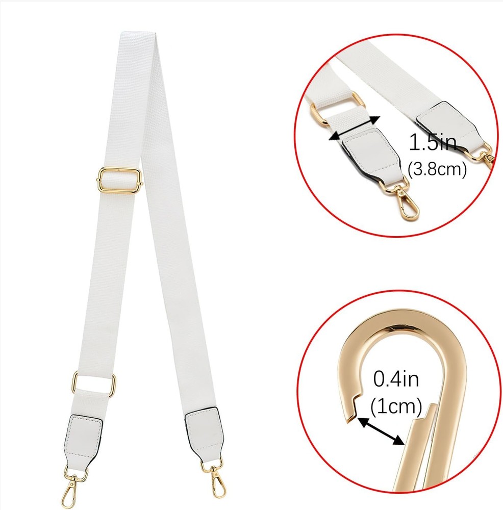 Wide Shoulder Strap Adjustable Replacement Belt Canvas Purse White Leather
