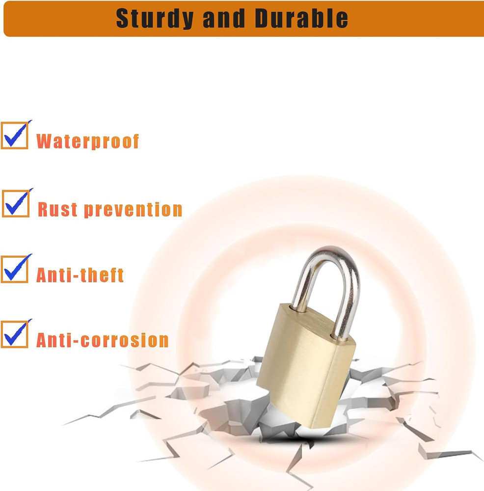 10Pack Small Locks with Same Keys, 3/4" (20Mm) Wide Lock Body Solid Brass Pad...