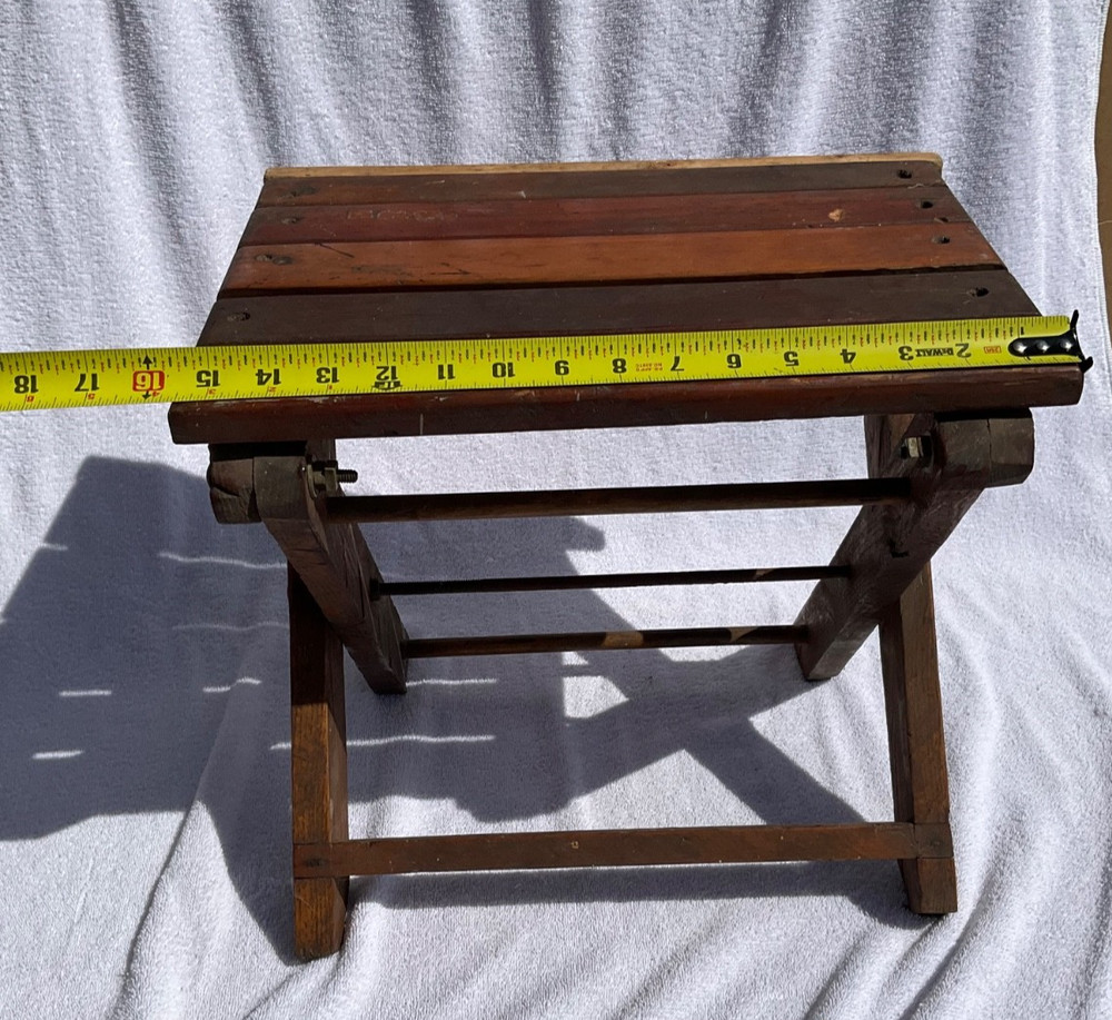 Vintage Folding Wooden Step Stool Seat