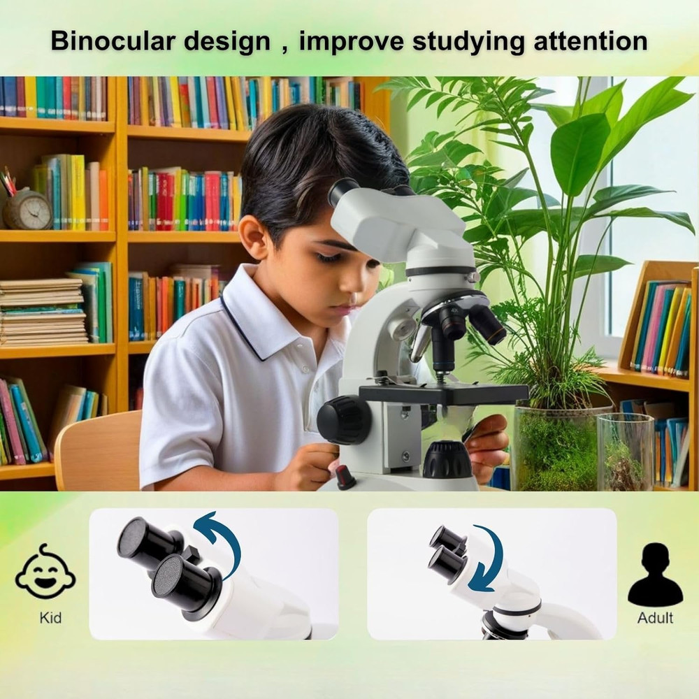 Compound Binocular Microscope for Kids Adults Students,40X-2000X,Microscope Kits