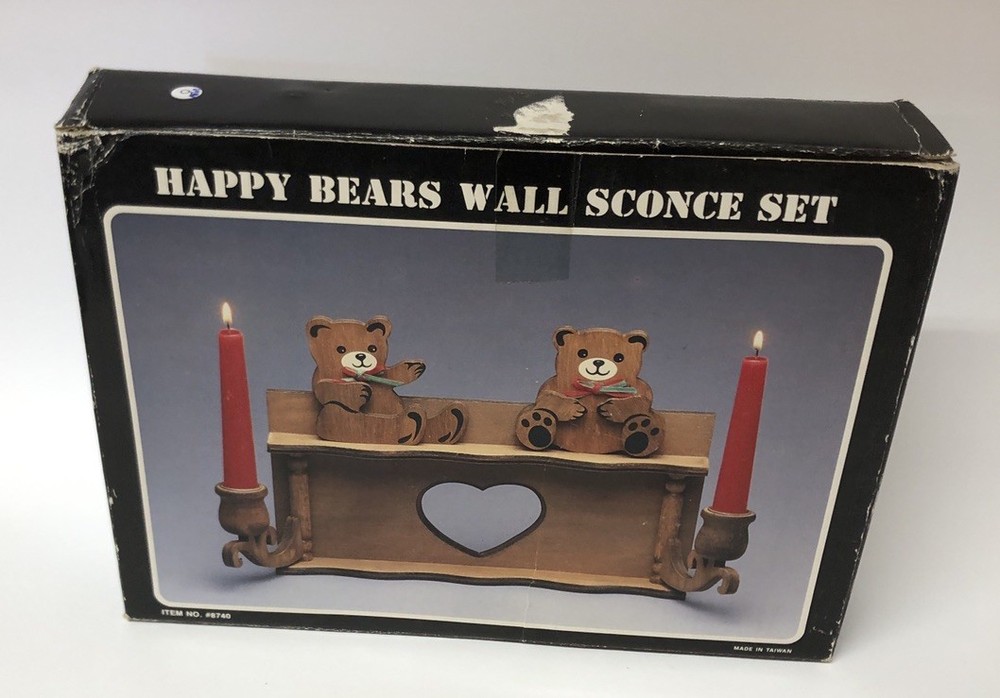 Happy Bears Wall Scoce Set Wood Craft