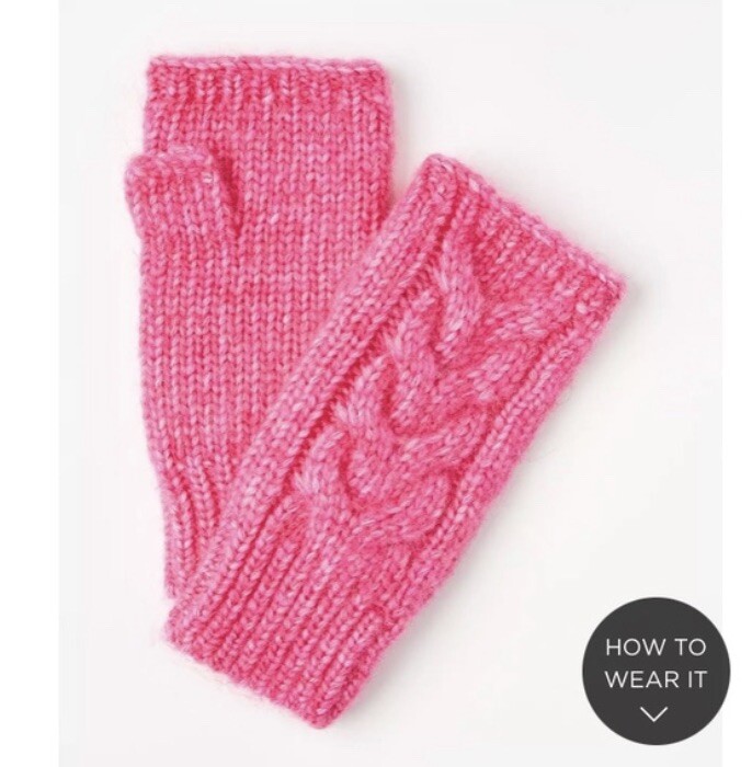 LOFT NWT Cable Fingerless Gloves - Bright Pink Rose
