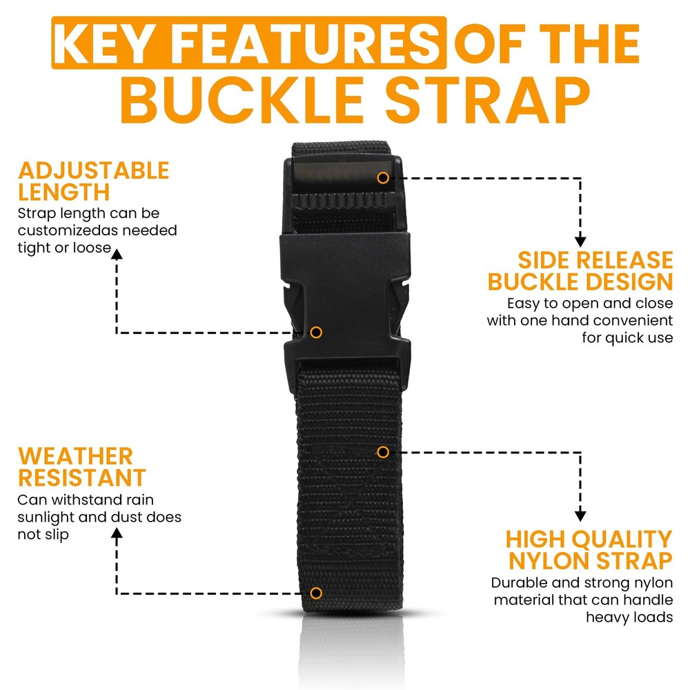 Harrier Hardware Utility Strap with Quick-Release 6-Pack, Black 72-Inch