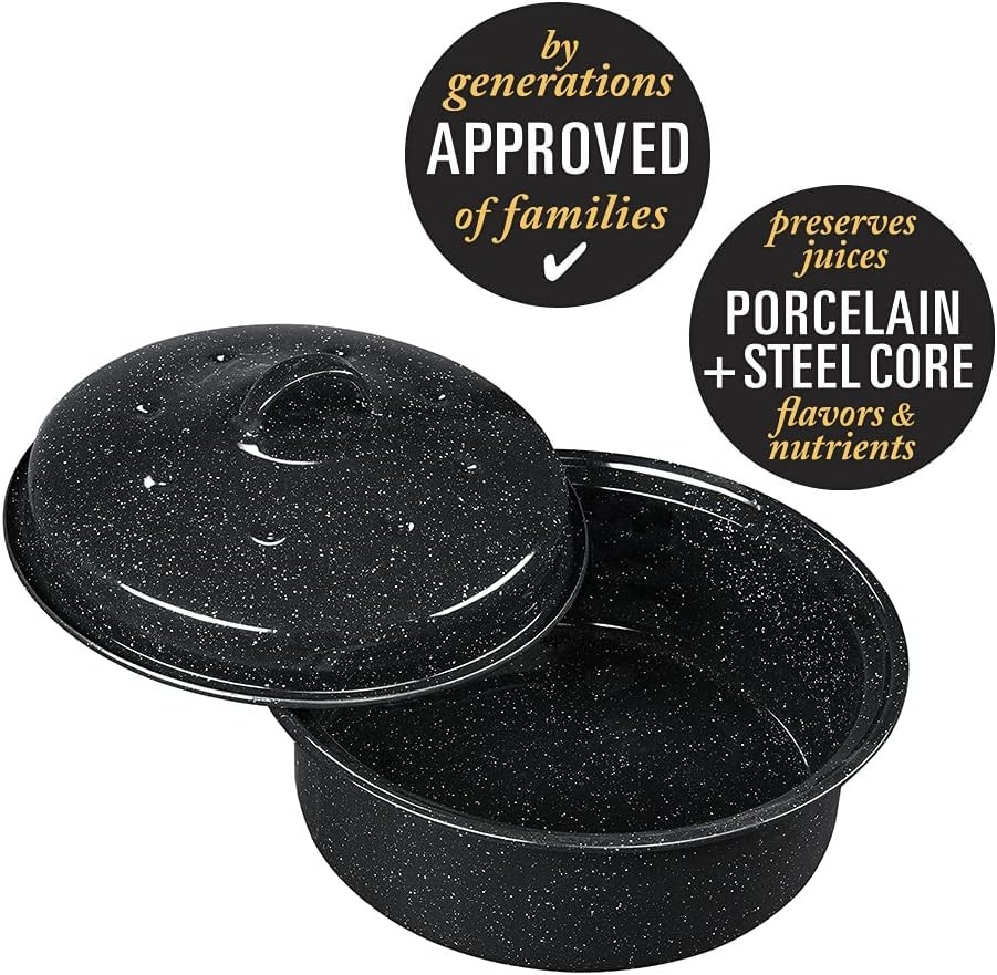 Granite Ware 3 lb Mini Round Roaster Black Speckled