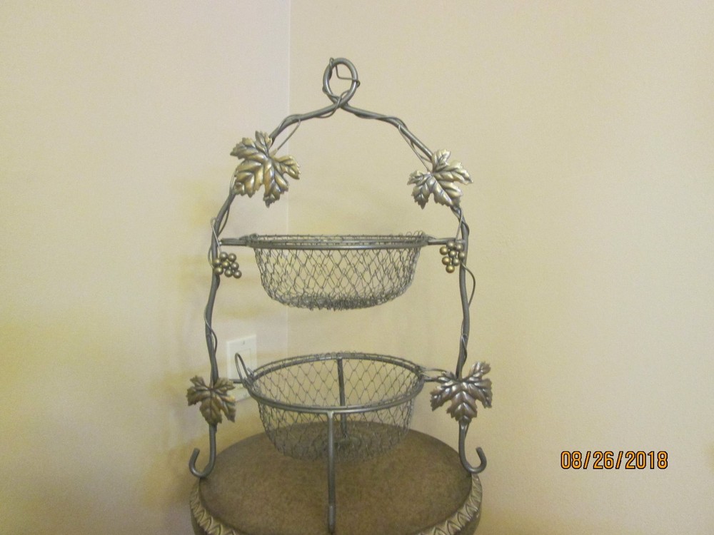Silver with Leaves Fruit Vegetable Basket New No Tag