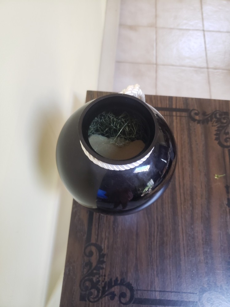 Vintage robust ceramic maritime black knot vase