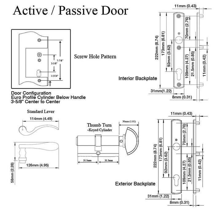 HOPPE Multipoint Lock Handleset, Munchen, M112PL/216N, Solid Brass - Rustic Umb