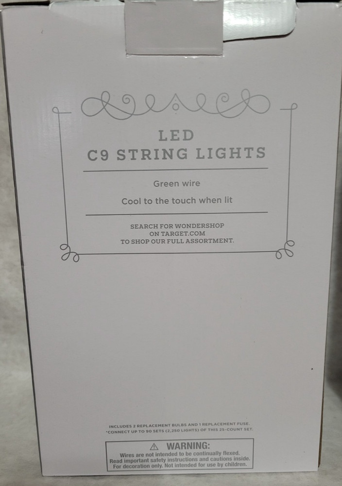 Wondershop 25 Warm White LED C9 String Lights 2 Boxes New