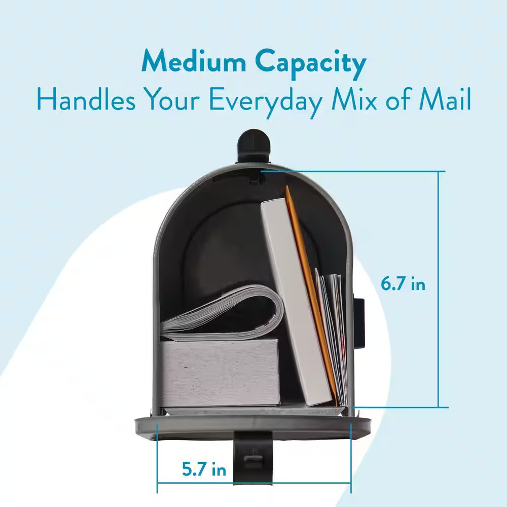 Architectural Mailboxes Grayson Medium Steel Post Mount Mailbox Gray ST1000AM