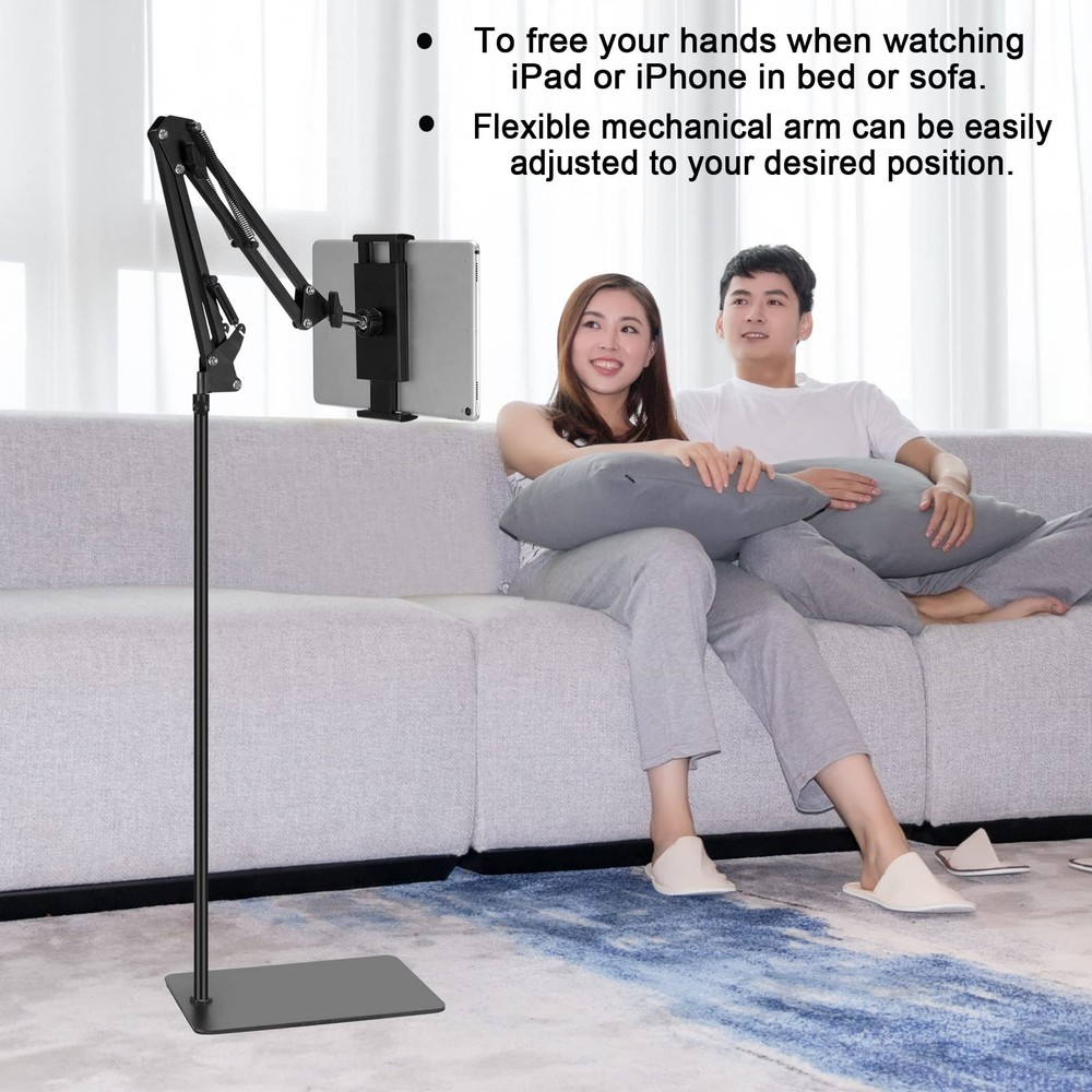 SAMHOUSING Tablet Floor Stand, Adjustable Universal 360-degree Black
