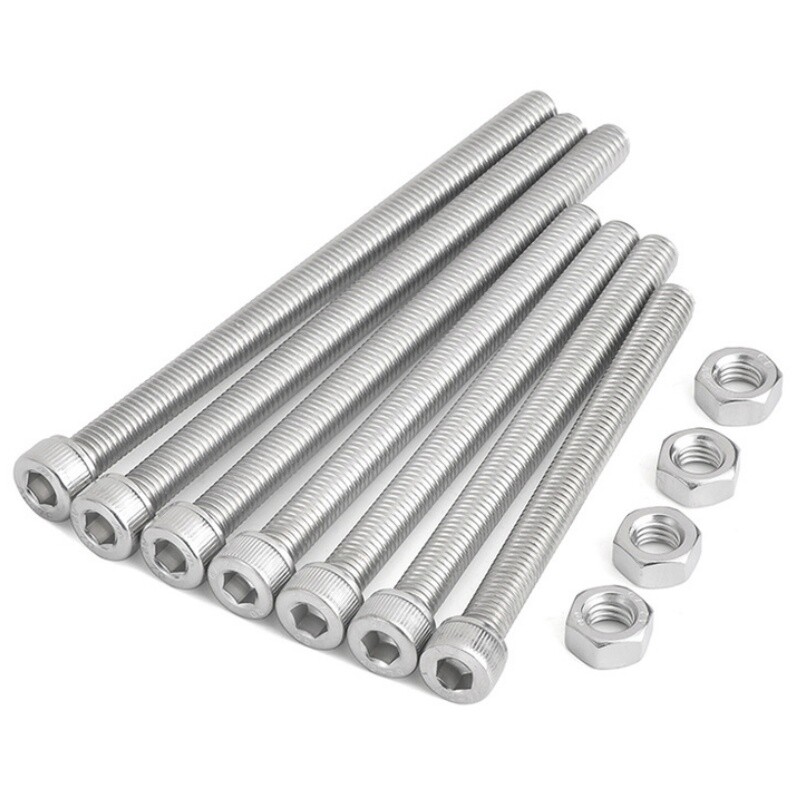 A2 Stainless Fine Thread Allen Key Bolt Hex Socket Cap Screws Hex Nut M6M8M10M12