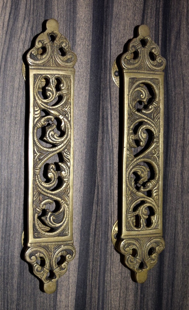 Flower Design Door Pull Set Brass Door Handle Victorian Style Hotel Pull EK463