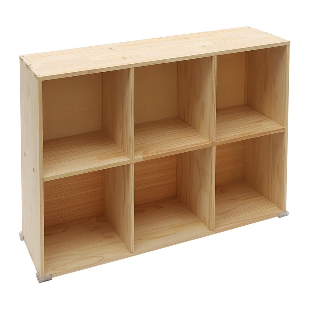 6 Cube Storage Organizer Solid Wooden Bookcase Display 2 Tier Shelving Bookshelf