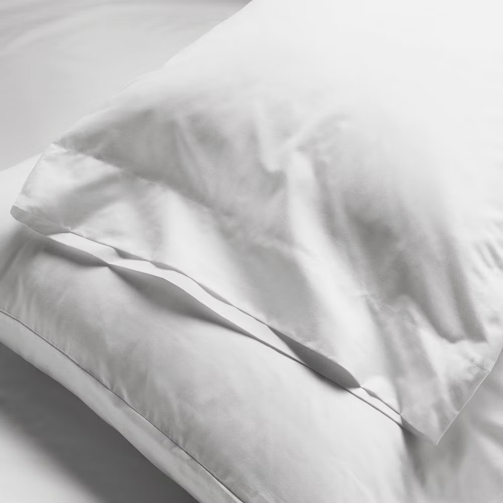 King 400 Thread Count Percale Pillowcases White - Casaluna