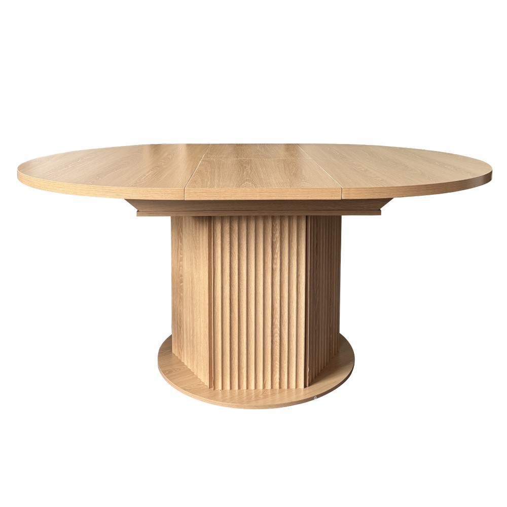 Round Extendable Dining Table for 6 MDF Wooden Kitchen Table with Hexagonal