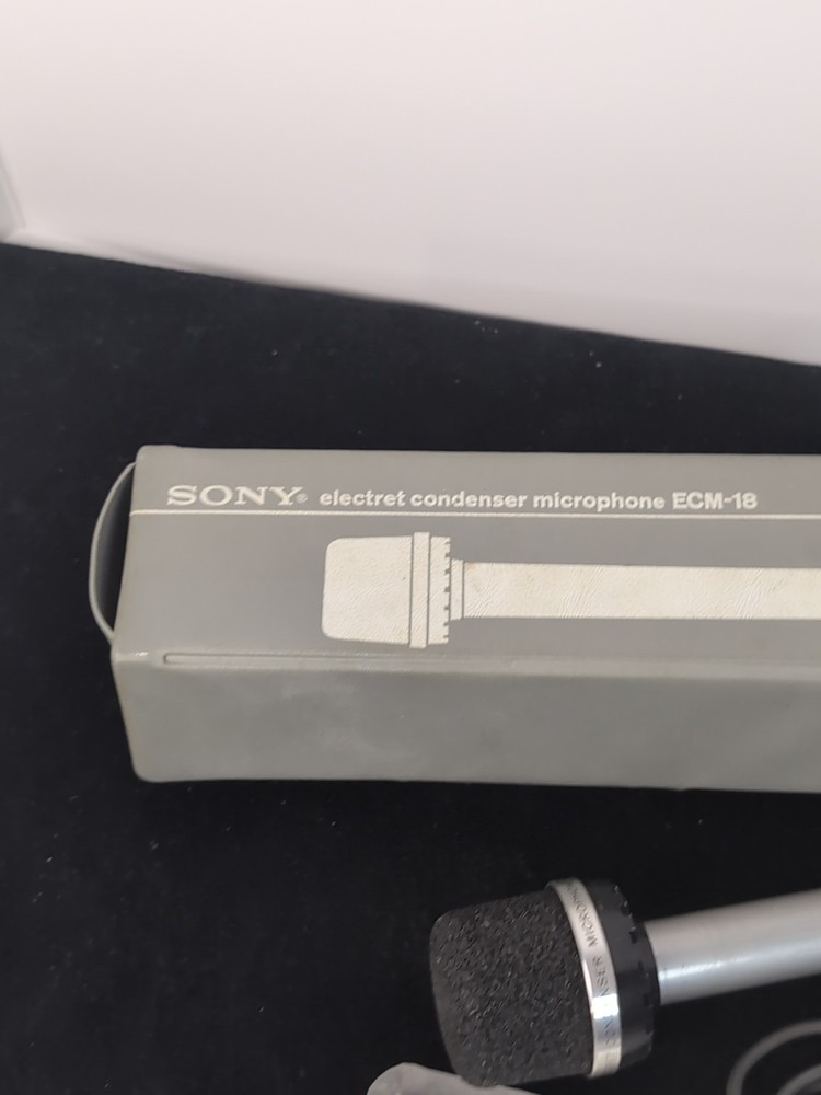 Sony Electret Condenser Microphone ECM-18 W/ Case & Instructions